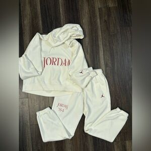 Jordan Cream Sweatshirt  and matching  Jogger pants with Red 'Jordan 84' Script